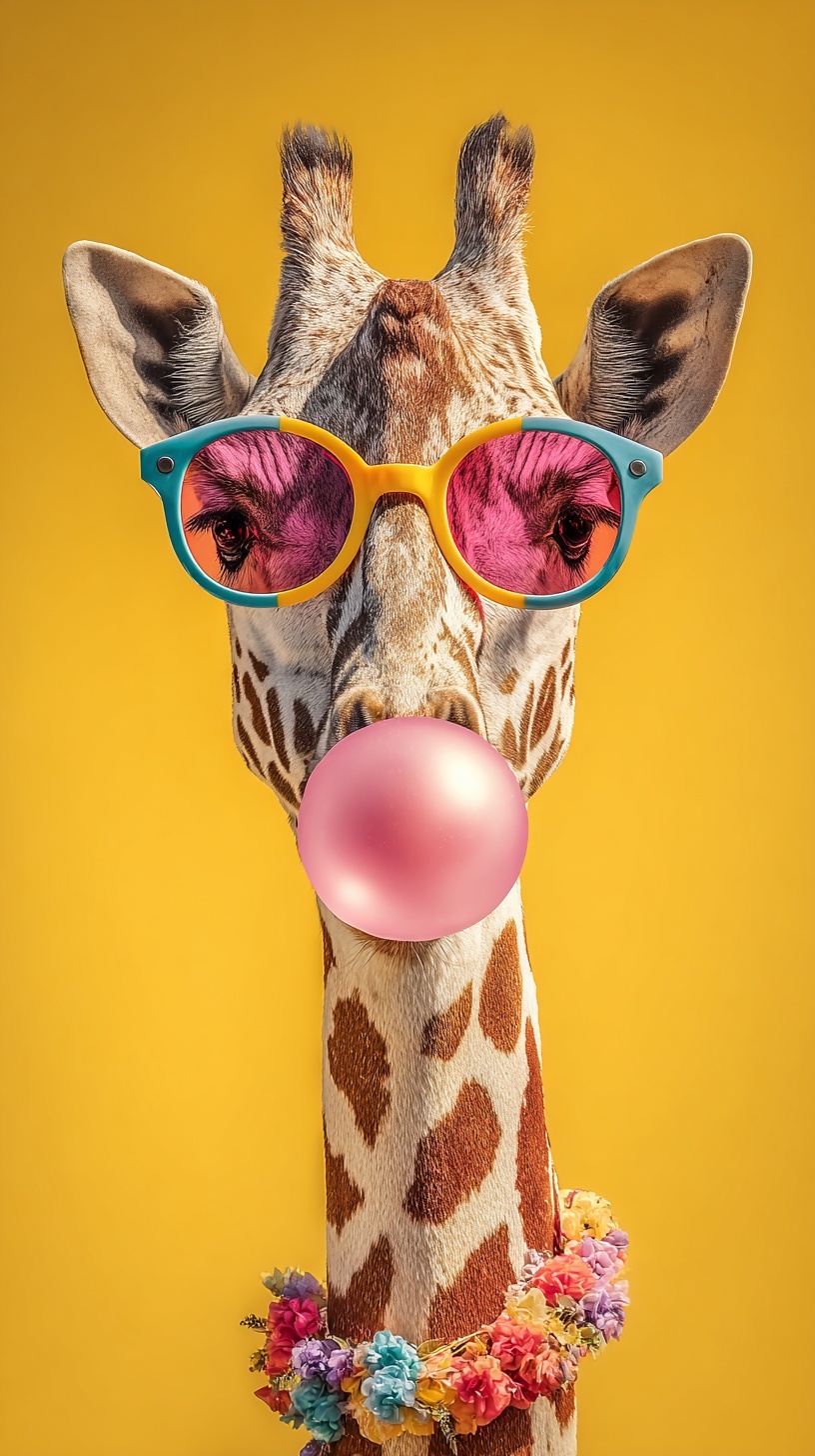 Playful Giraffe Portrait: Colorful & Fun!
