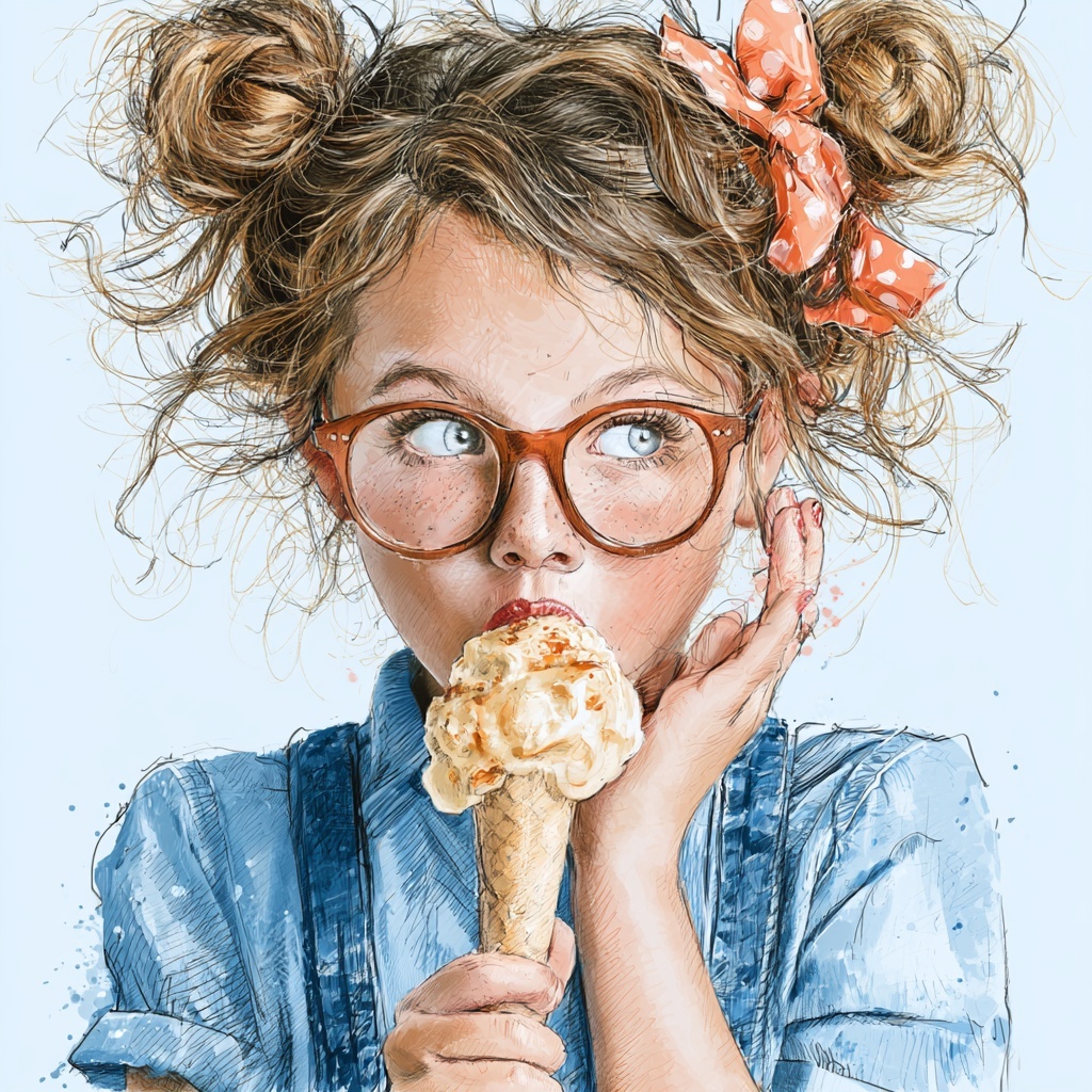 Girl Enjoying a Delicious Ice Cream Delight
