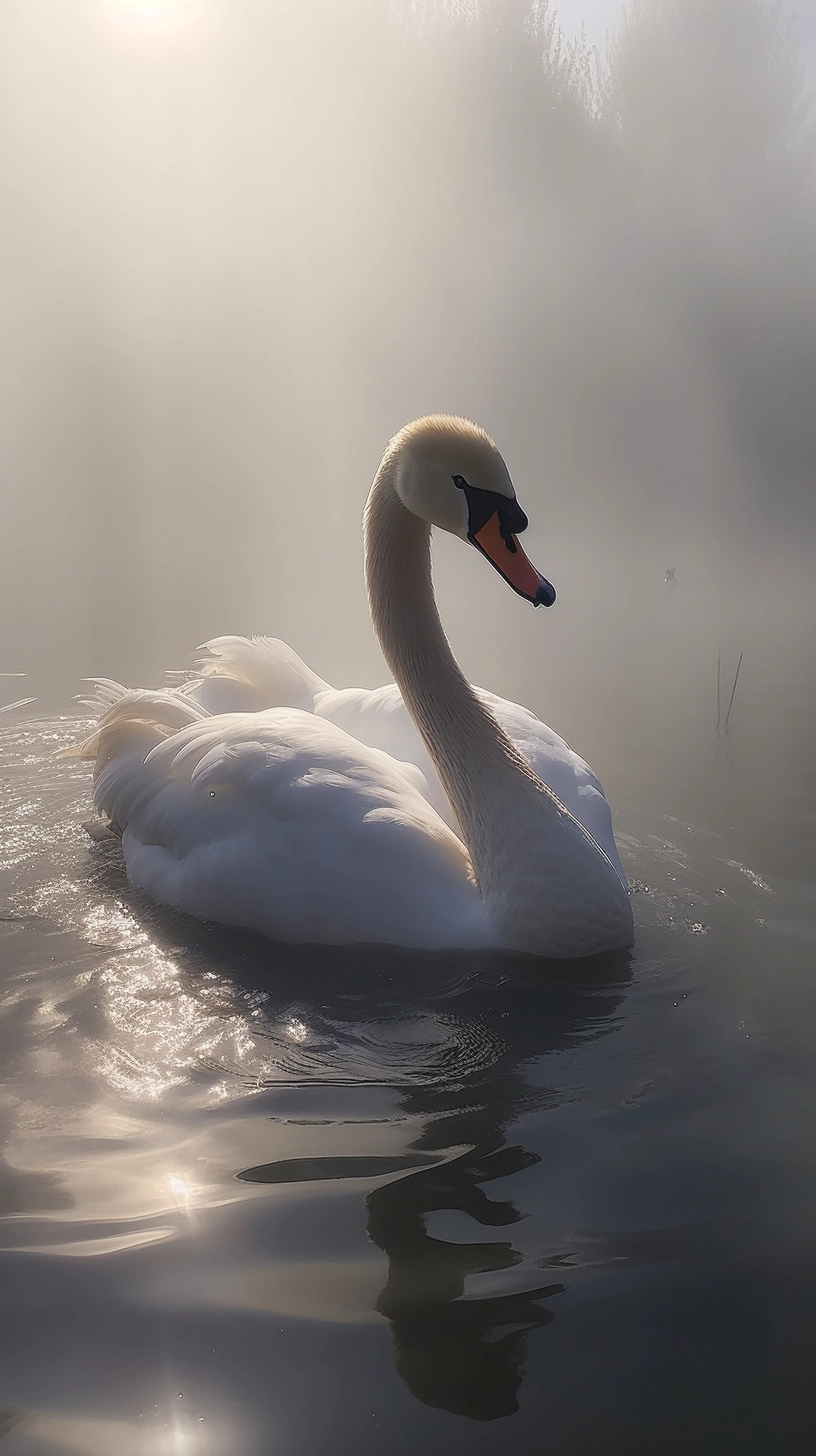 Dreamy White Swan in Foggy Water - #VFXFriday Video