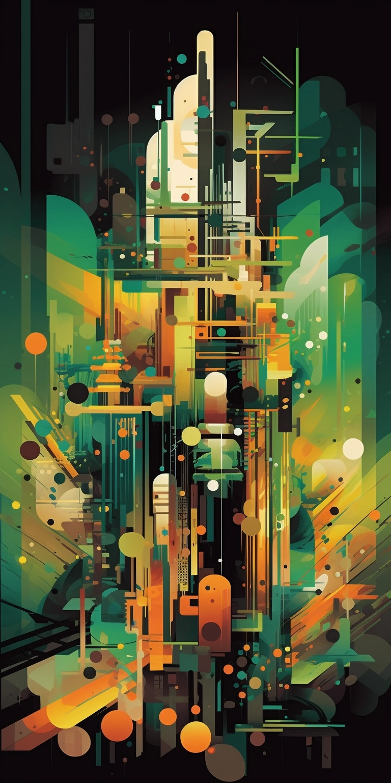 Vibrant Graffiti Art with Retrofuturistic Skyscraper