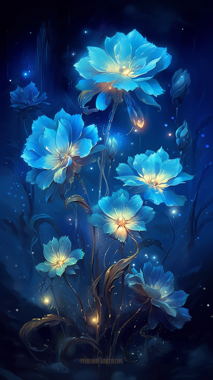 Starry Blue Flower Crystal Art: Detailed Yanjun Cheng Style • PromptDen