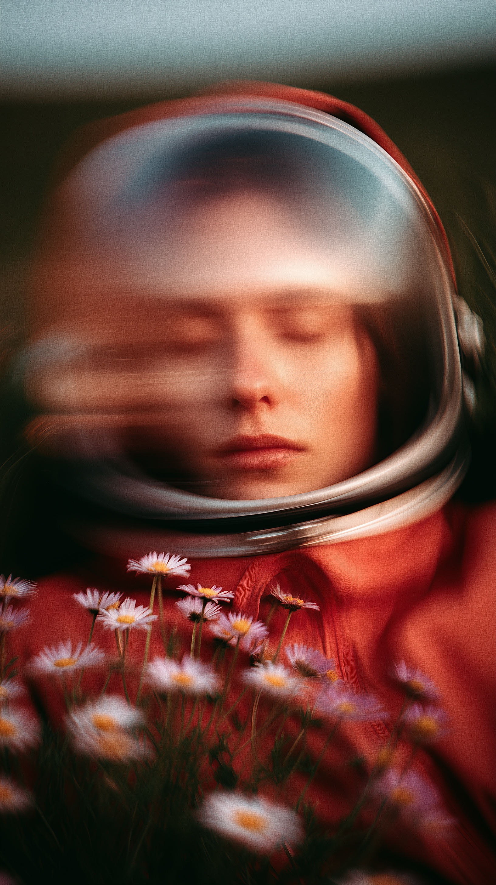 Celestial Relaxation: Astronaut in Daisy Paradise