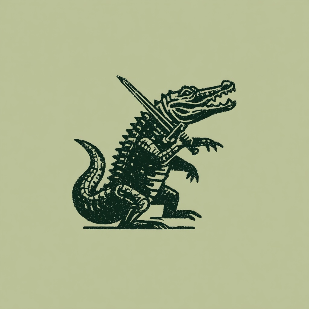 Minimalist Alligator Sword Logo Design