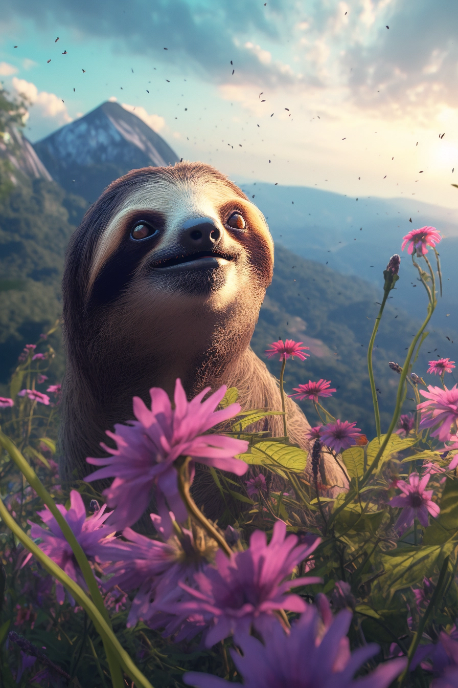 Sloth in Bloom: A Jessica Rossier Inspired Cartoon