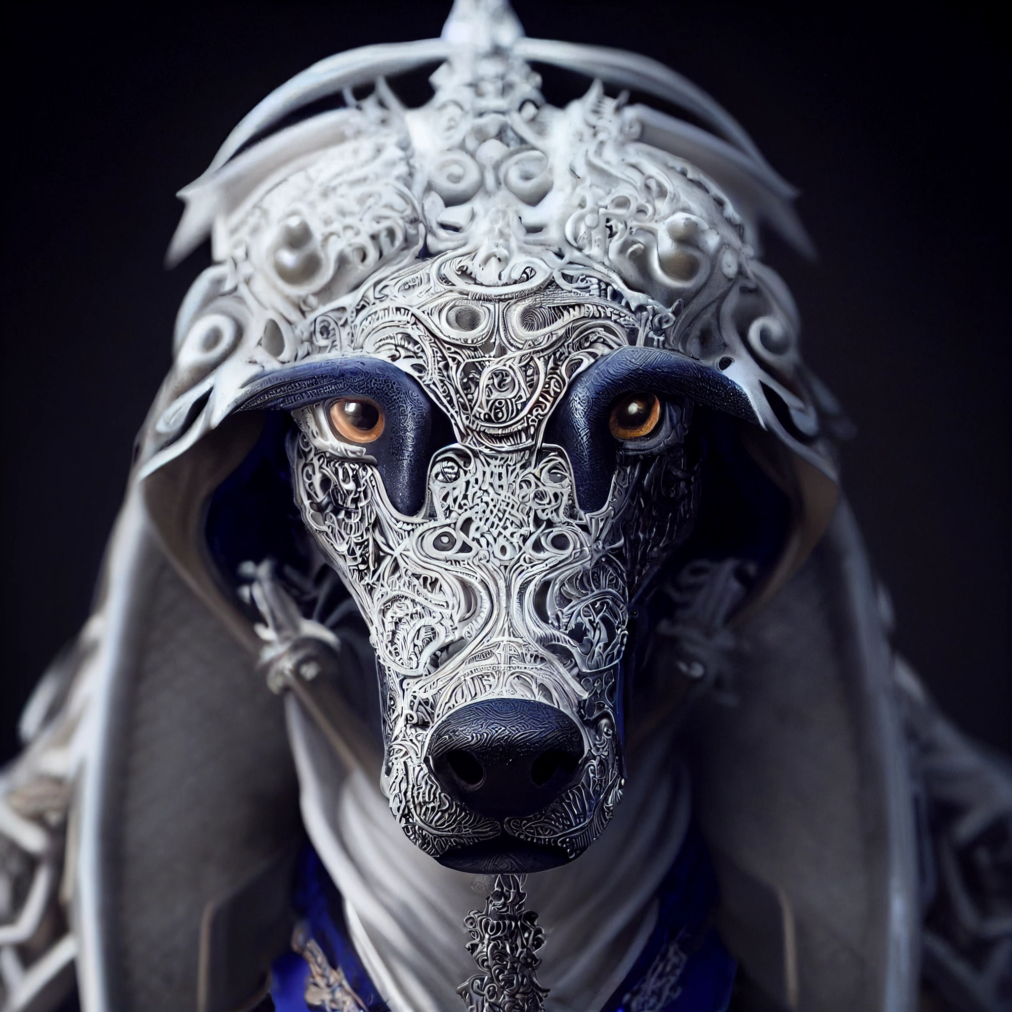 Anthropomorphic Saluki in Intricate Samurai Armor