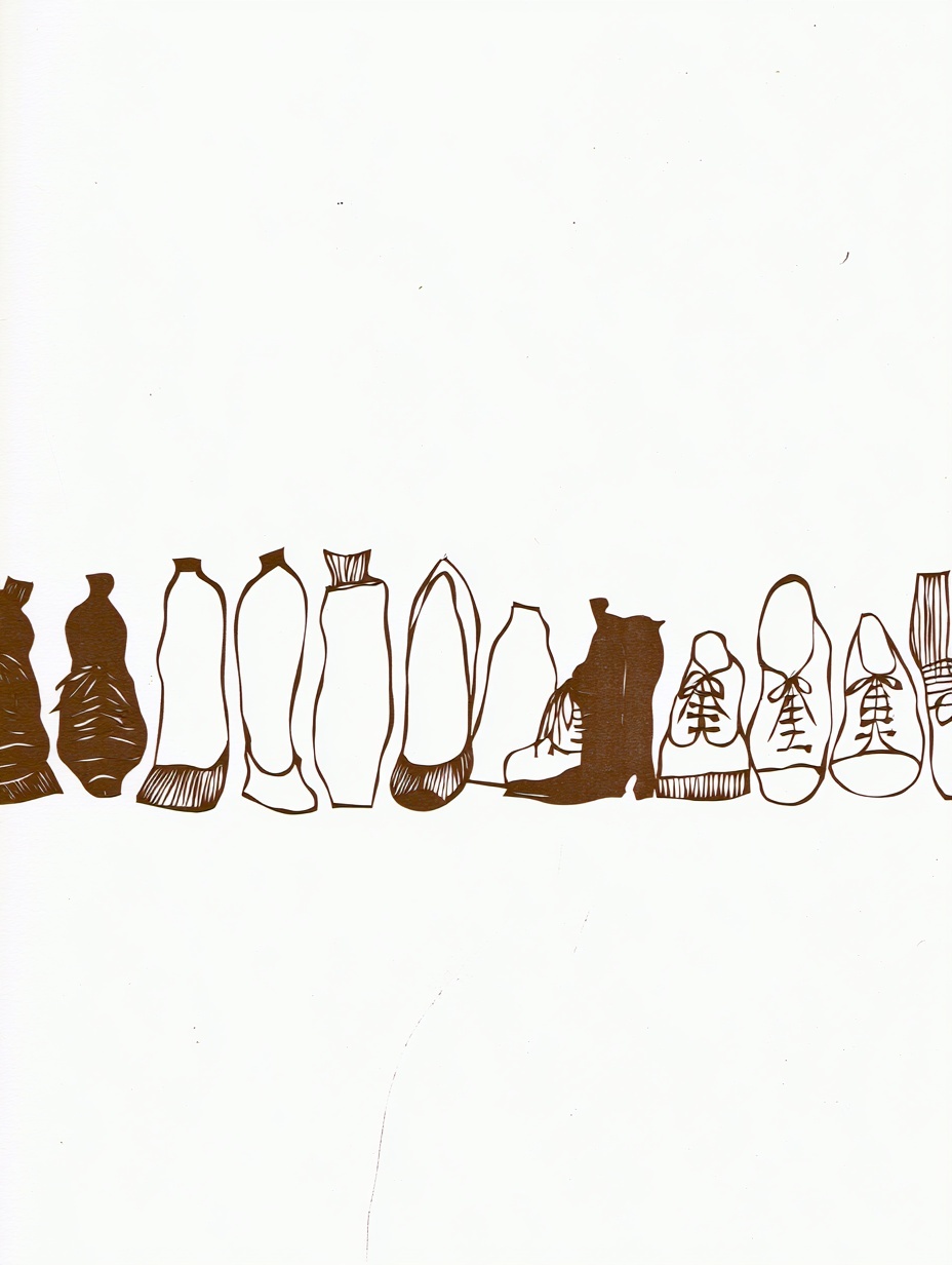 Artful Hand-Drawn Shoe Illustration in Brown Tones