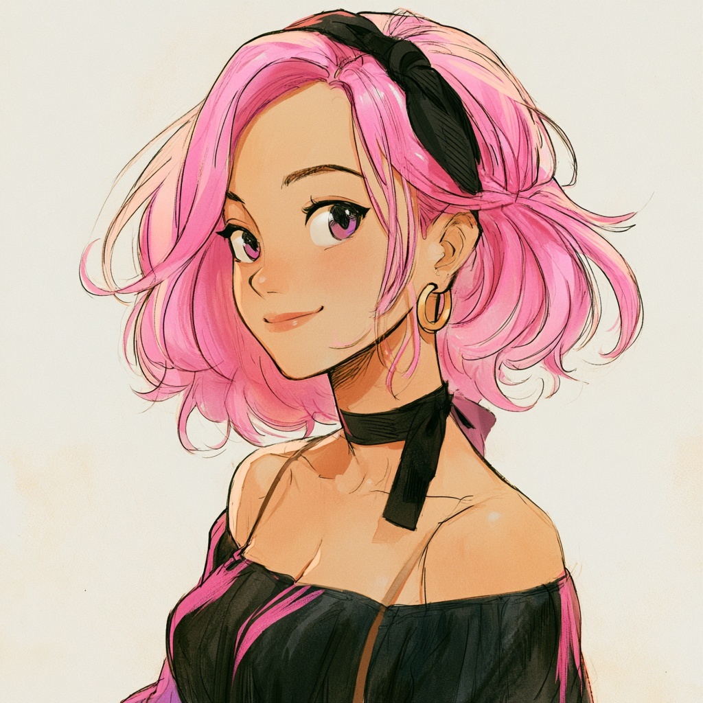 Adorable Anime Girl with Pink Hair