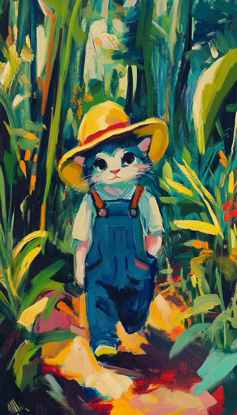 Charming Forest Critter in Colorful Overalls Adventure