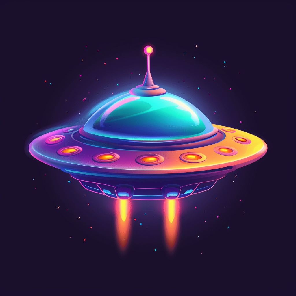 3D Cartoon UFO Game Icon with Bright Colors