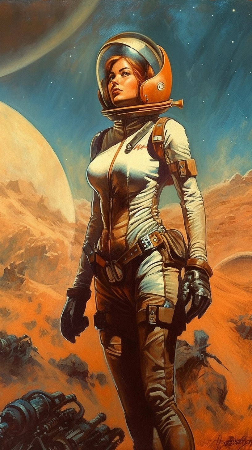 Retrofuture Cyborg on Mars Art