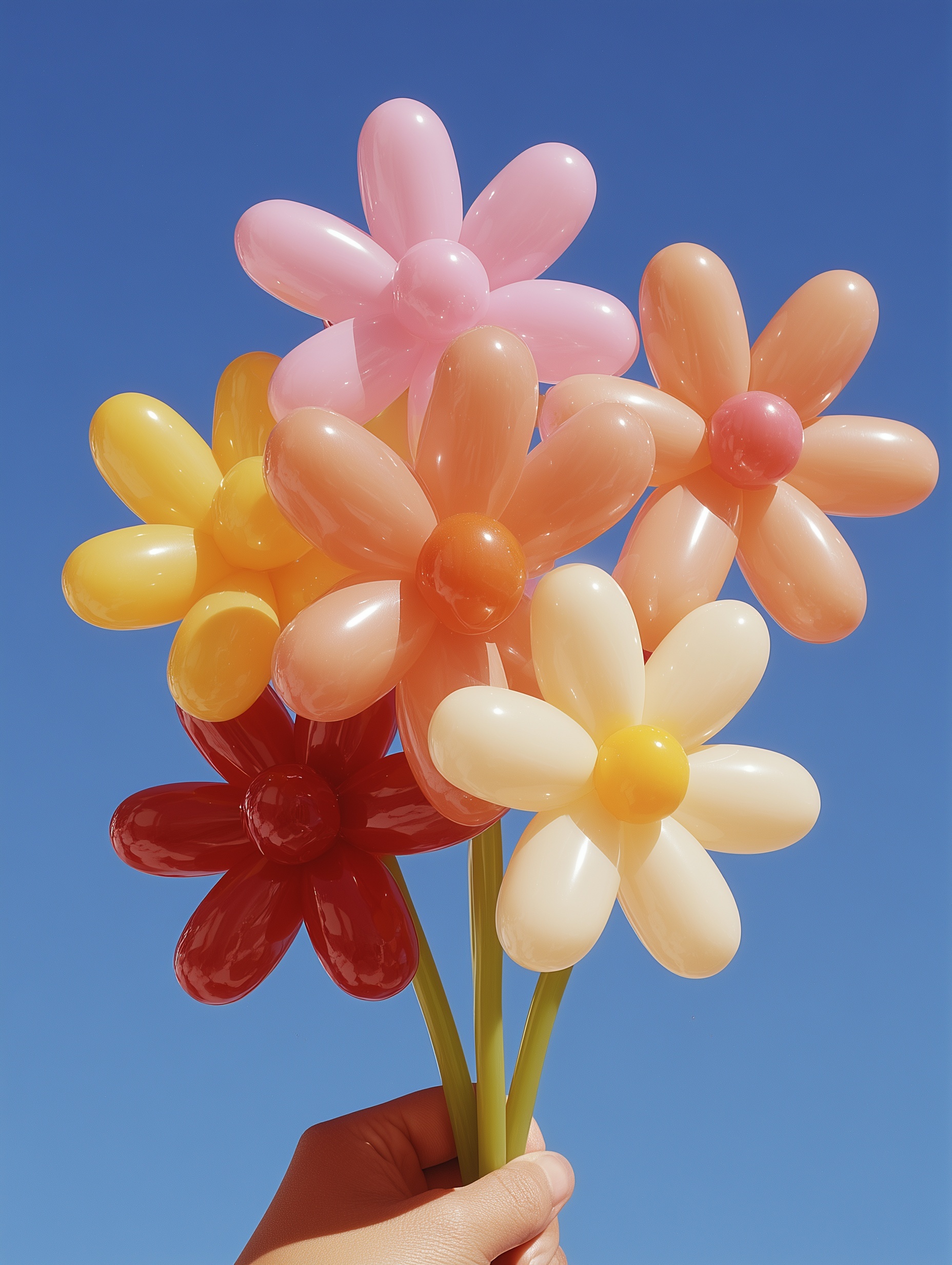 Whimsical Balloon Flower Bouquet in Soft Pastels