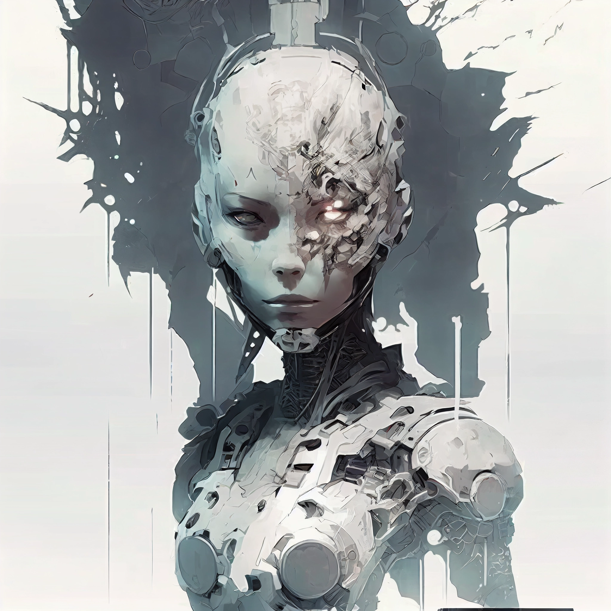 Destiny 2's Double Exposure Anime Art: Rei Ayanami as Android Assassin