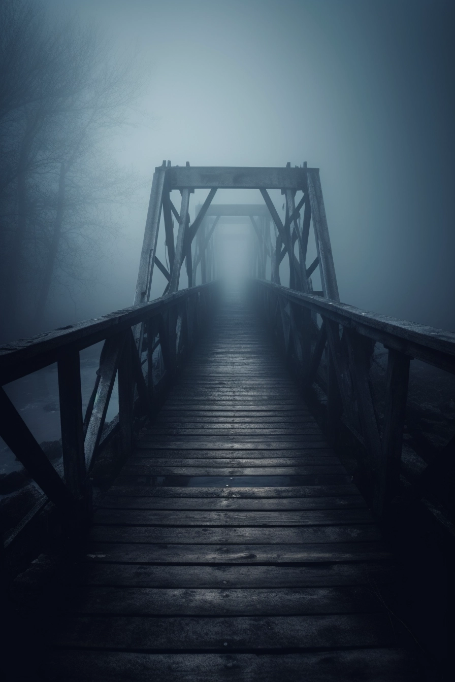 Lonely Bridge in the Fog: A Mysterious 8K Realistic Scene