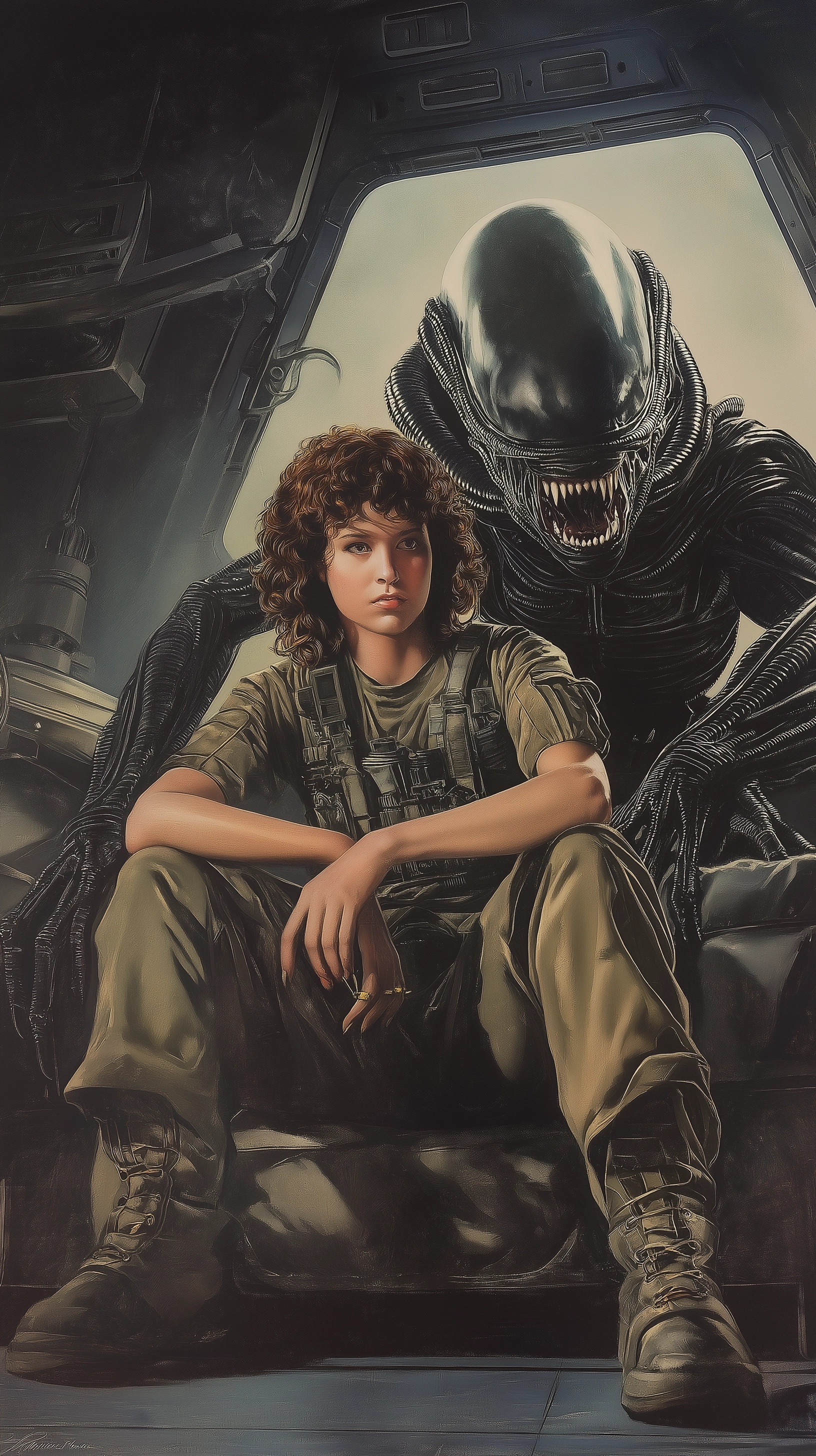 Ripley vs. Alien: Tense Space Showdown in Comic Art