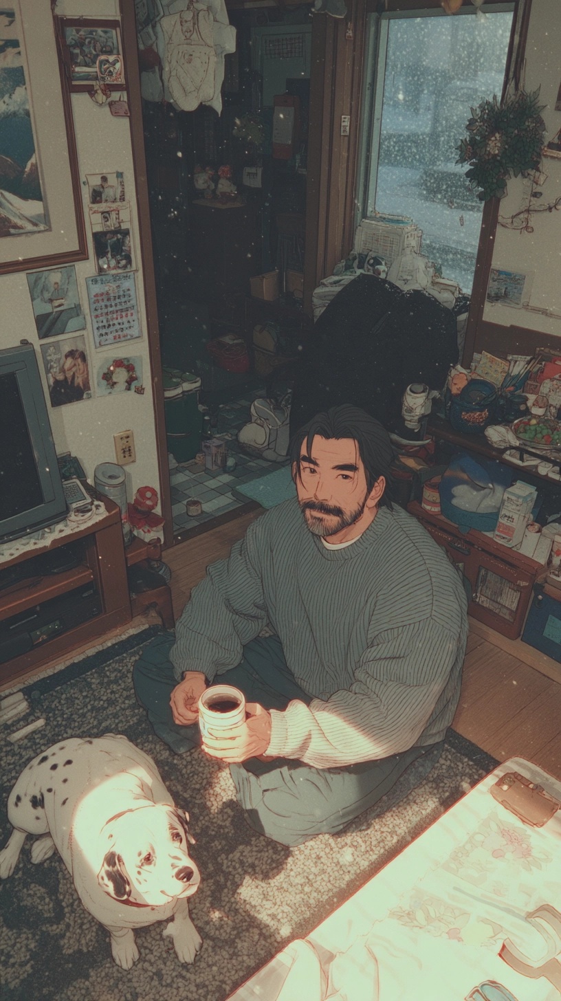 Charming Man Enjoys Cozy Moments with His Dalmatian