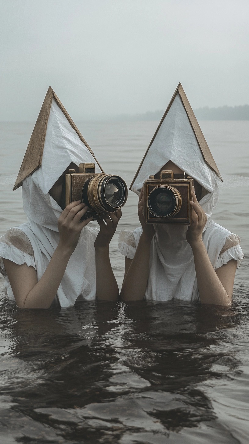 Mystical Women in Water with Vintage Cameras