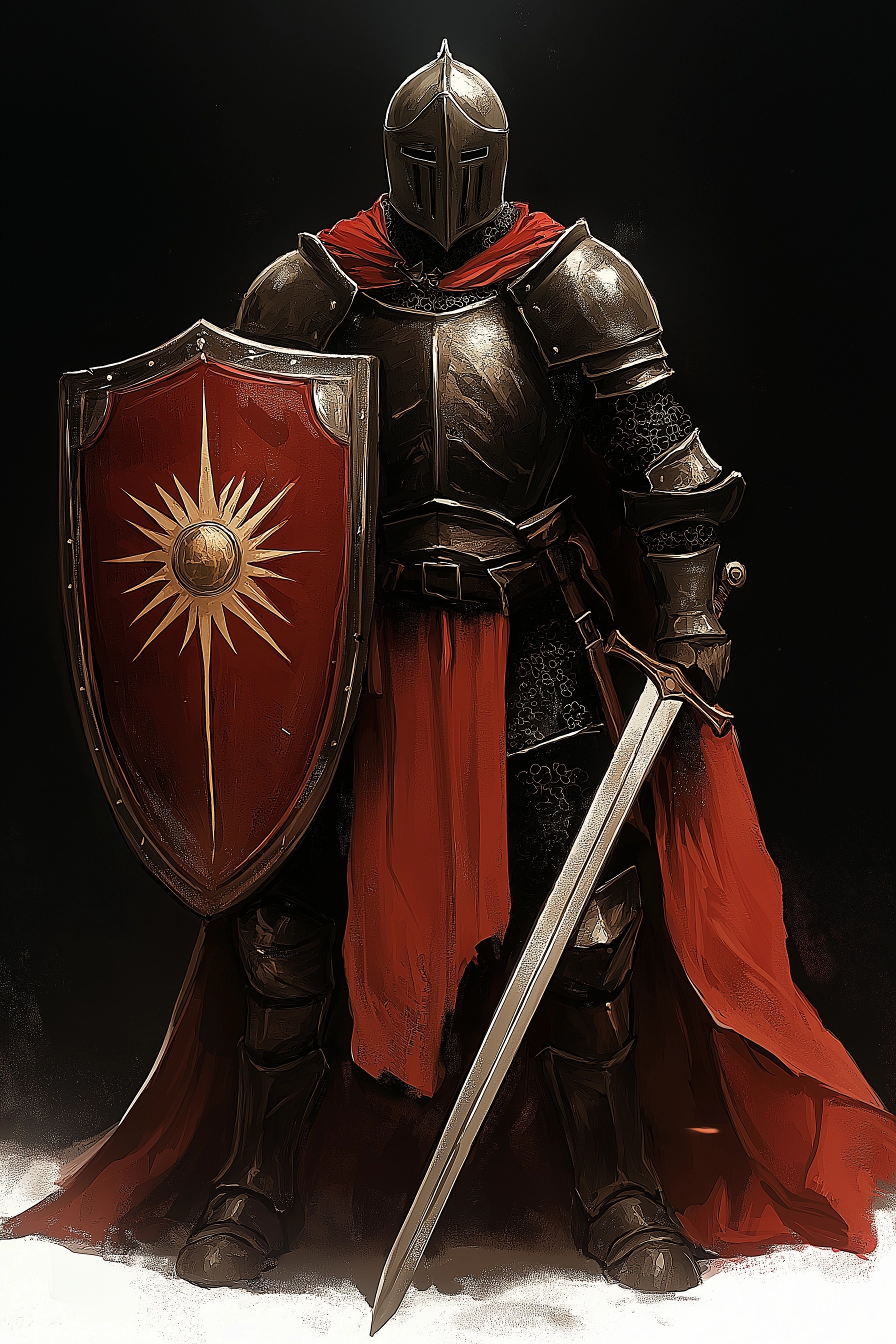 Crusader in Dark Armor: Epic Concept Art