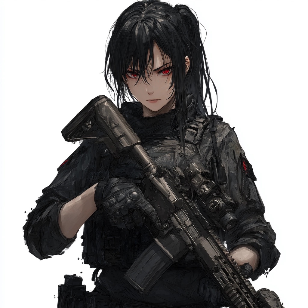 Urban Combat Ready: Black-Haired Warrior 