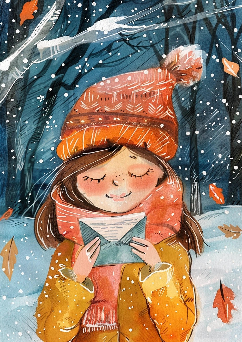 Charming Winter Postcard Illustration for Letters