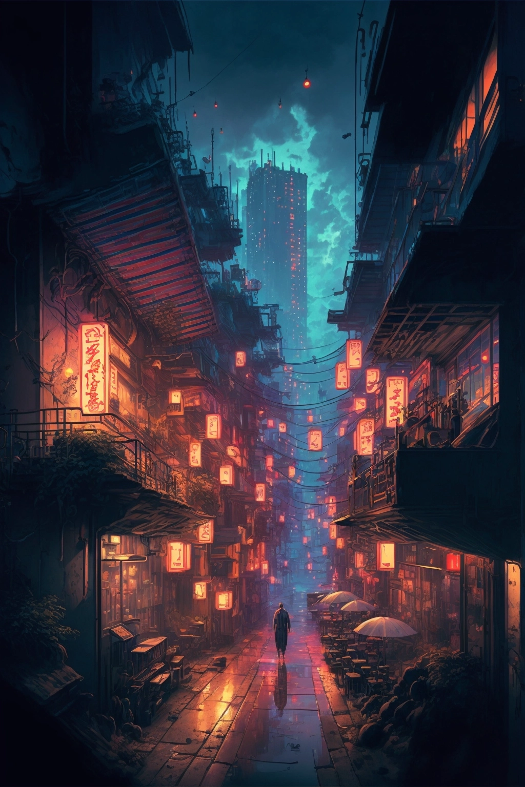 Digital Cyberpunk City Painting with Impressive Detail