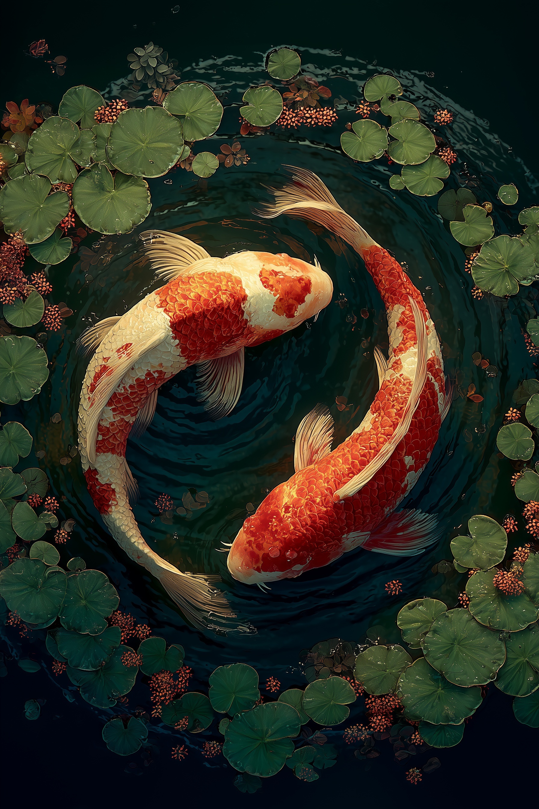 Serene Koi Fish Swimming in Harmony
