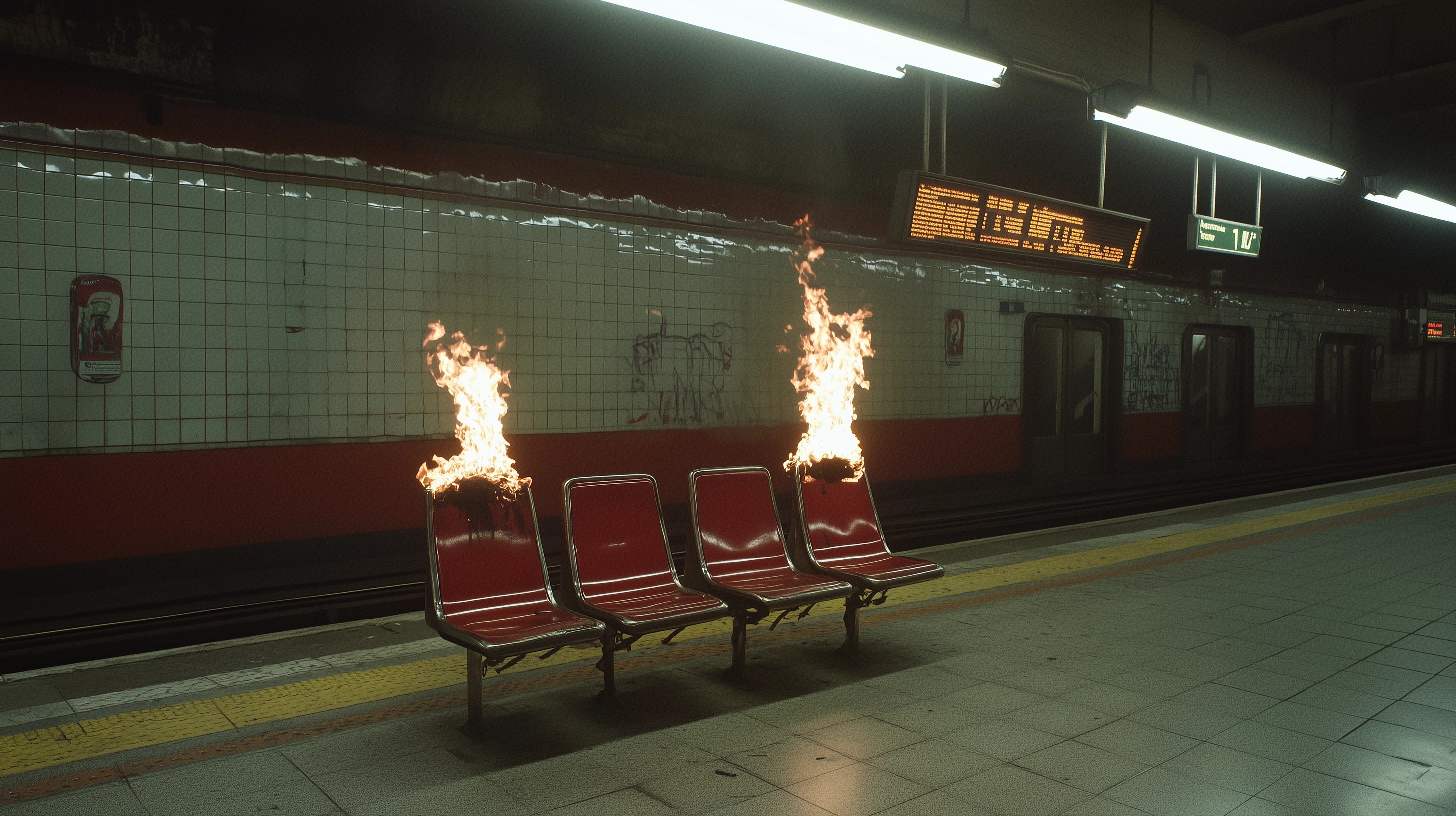 Documenting Chaos: Burning Seats at Train Station