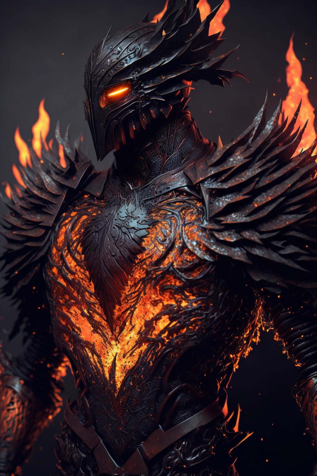 Phoenixman's Fiery Black Steel Armor