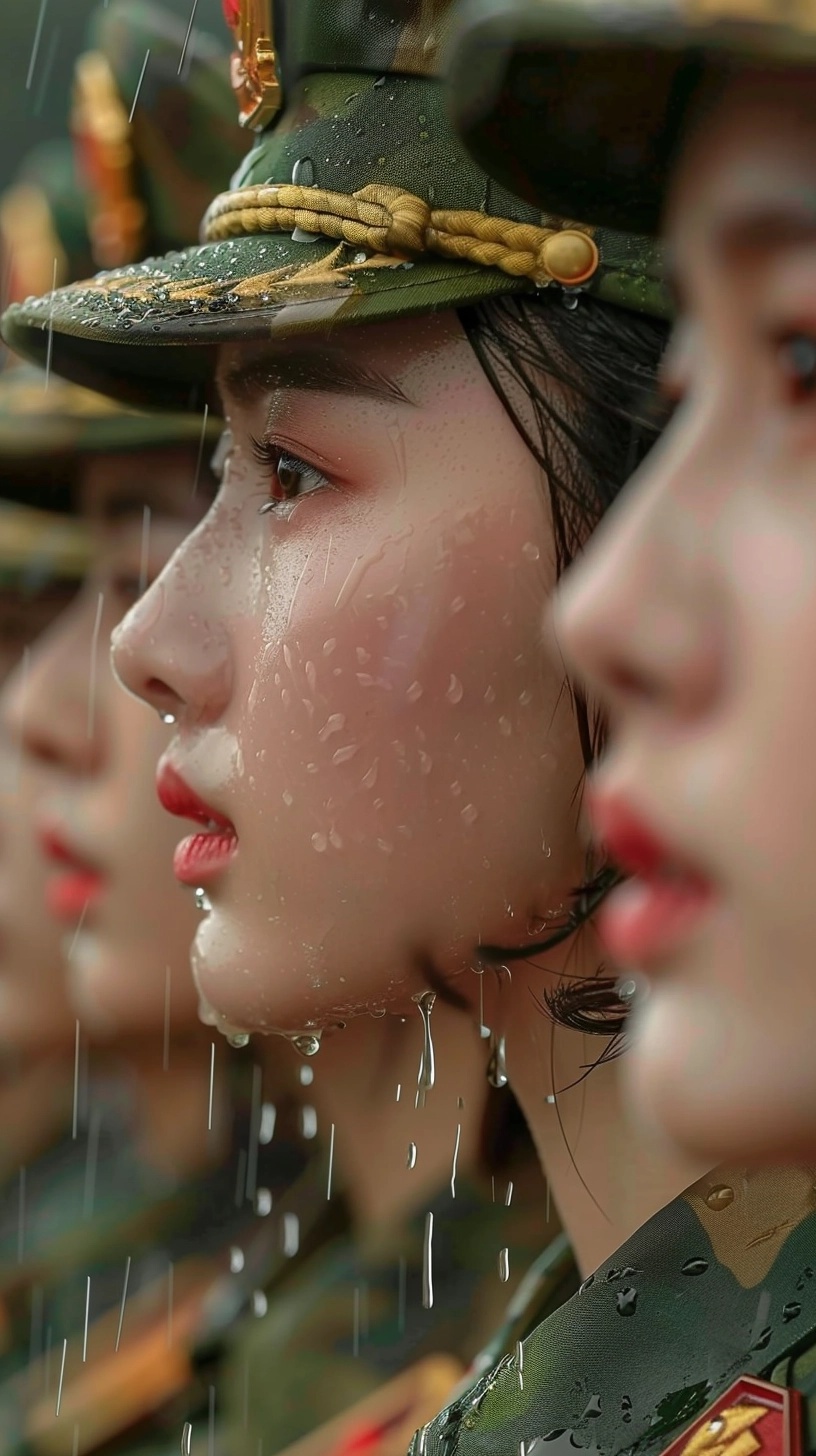 Chinese Female Soldiers in Action - Close-up Shot