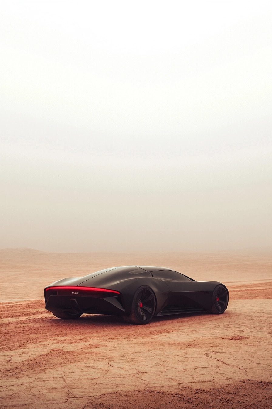 Futuristic Nike Car in Minimalist Desert Landscape