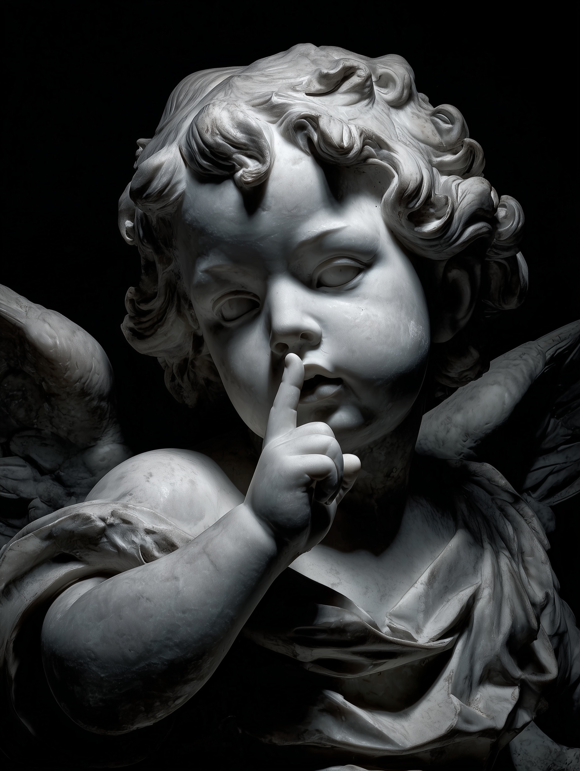 Silence of the Cherub: Exquisite Marble Statue
