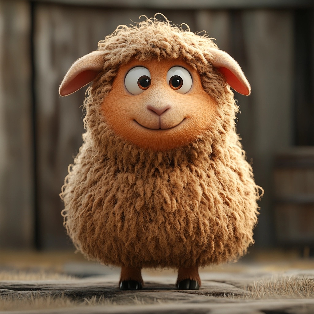 Charming Brown Sheep Animation in Disney-Pixar Style