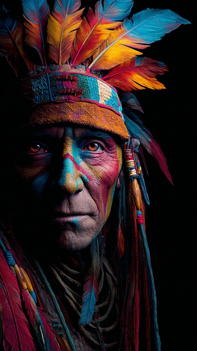 Psychedelic Native American Eyes: Colorful Art