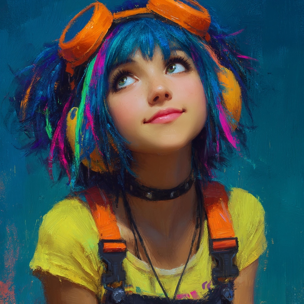 Futuristic NFT Art: Joyful Little Girl Illustration