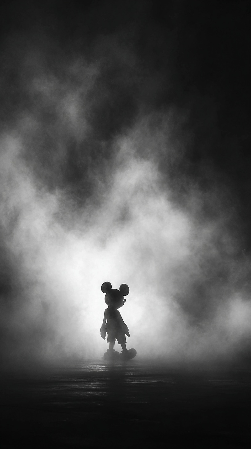 Mickey Mouse Silhouette in Enigmatic Fog
