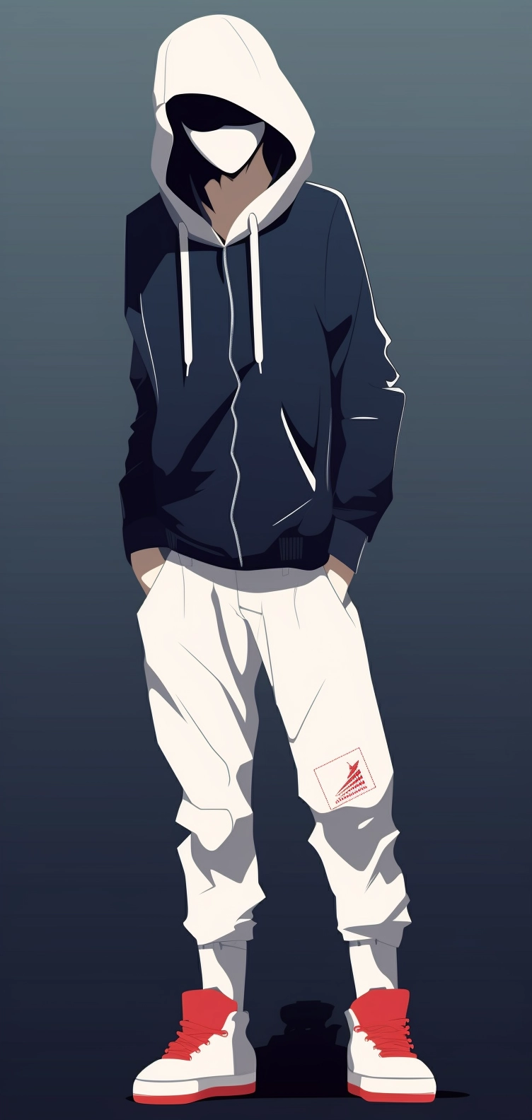 Stylish Manga Character with Mask & Hoodie