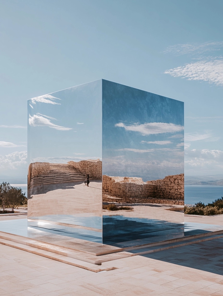 Stunning Skyward View of Larnaka's Glass Mirrored Rooftop