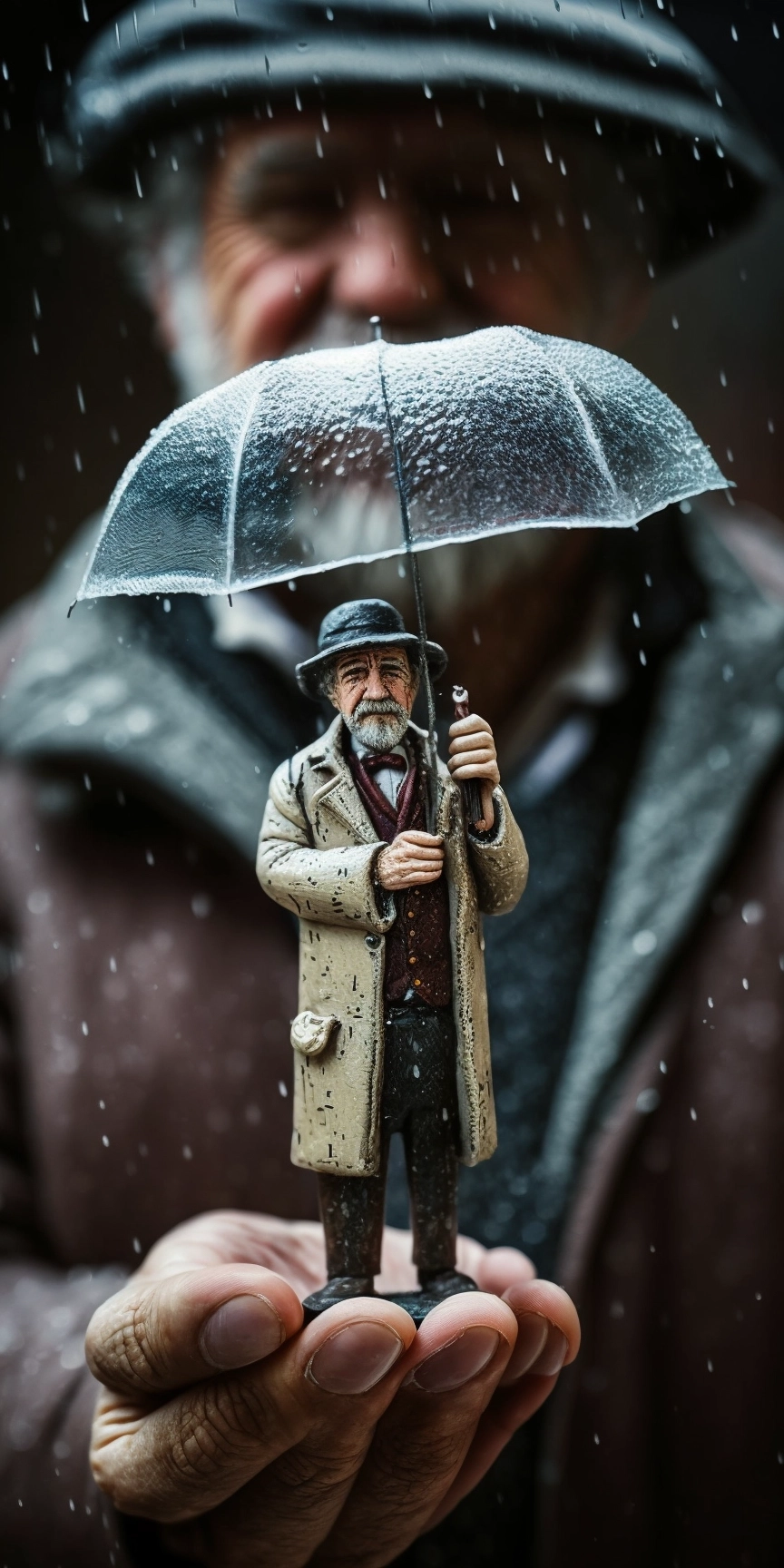 Miniature Man in the Rain: Wet Photography