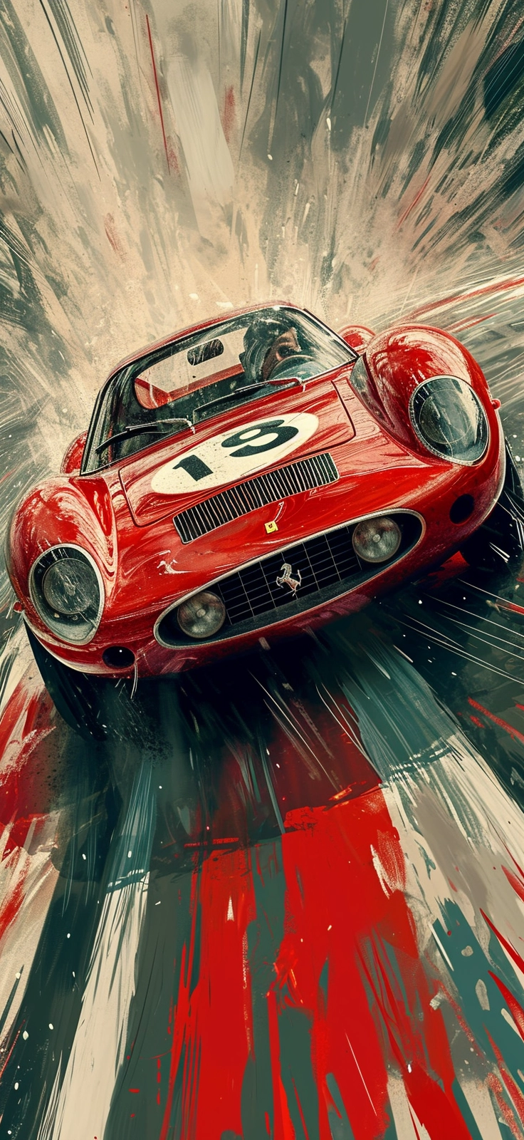 Race into Summer: Bold Marker-inspired Red Ferrari Dino Speeding on Track!