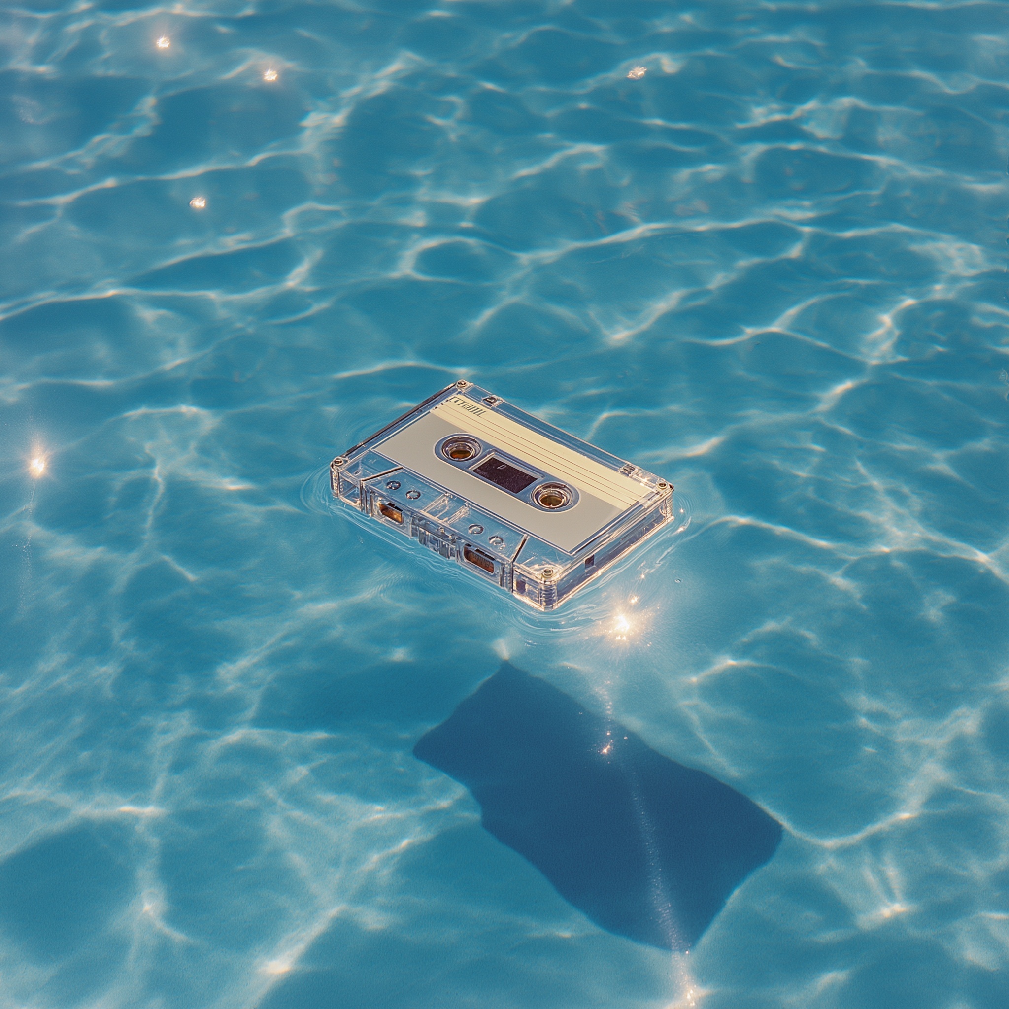 Stunning Hyperrealism: Cassette Tape in Blue Pool
