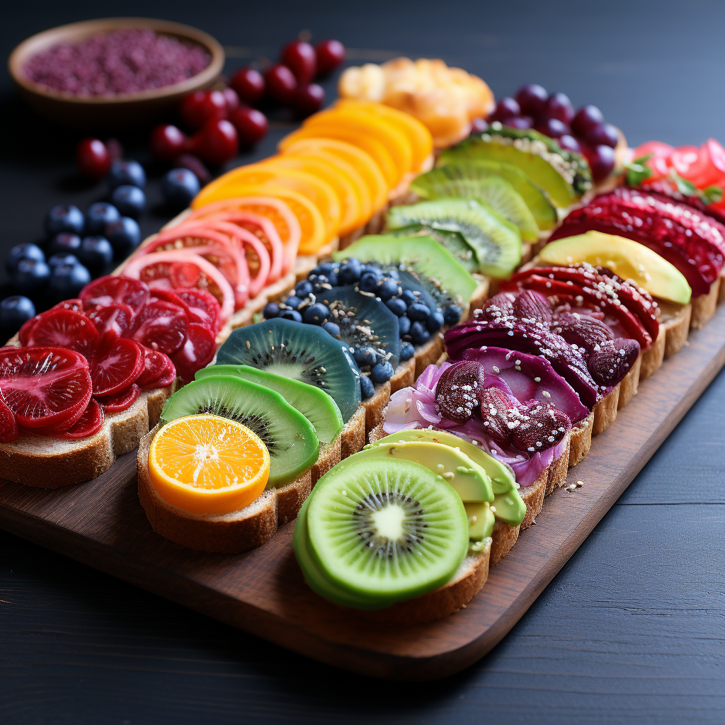 Colorful Fruit Medley on Organic Bread - Inspired by Rainbowcore & Felicia Simion
