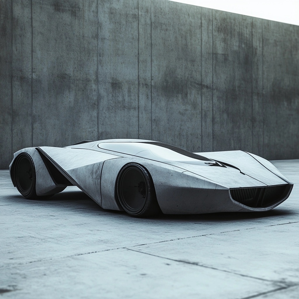 Futuristic Sleek Sedan: Concrete-Inspired Design