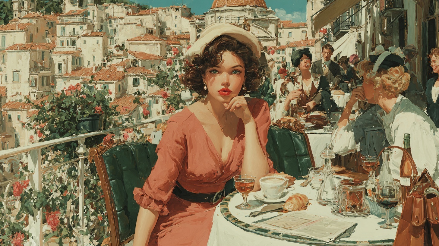 Vintage Glamour: A 1950s European Café Scene