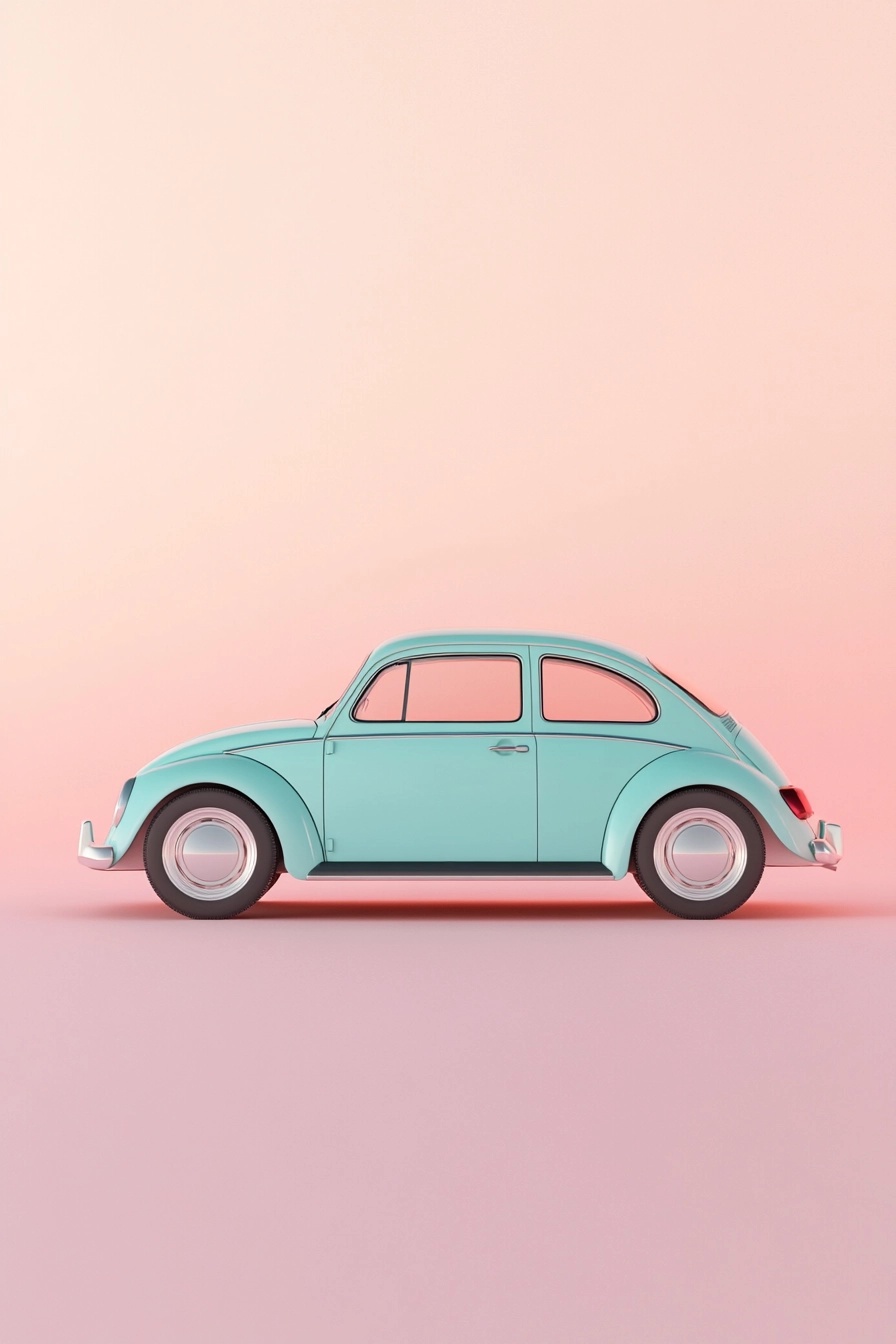 Classic Car Elegance: Pastel Perfection in 3D