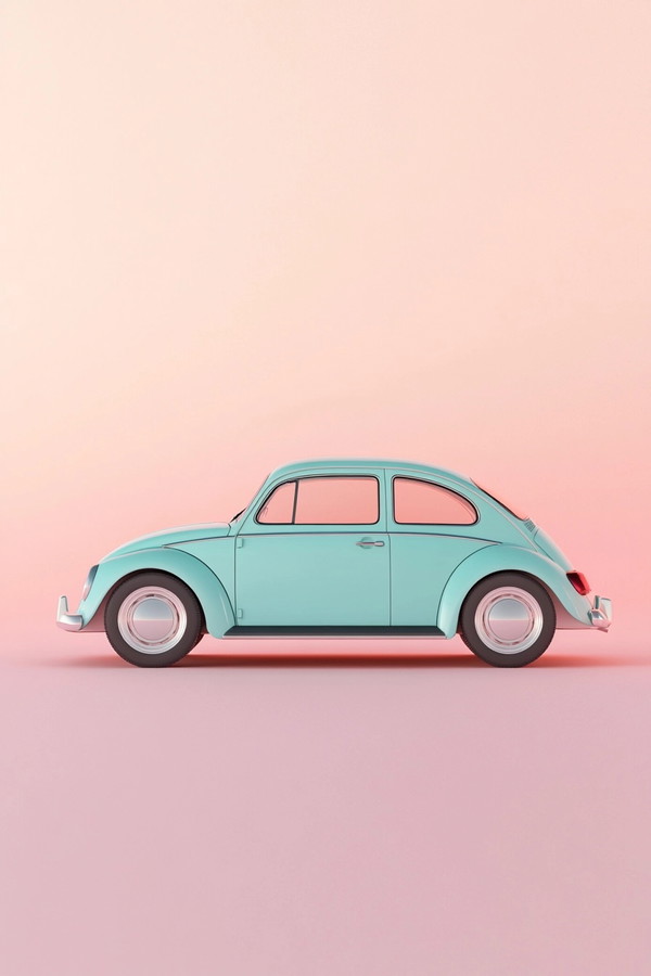 Classic Car Elegance: Pastel Perfection in 3D