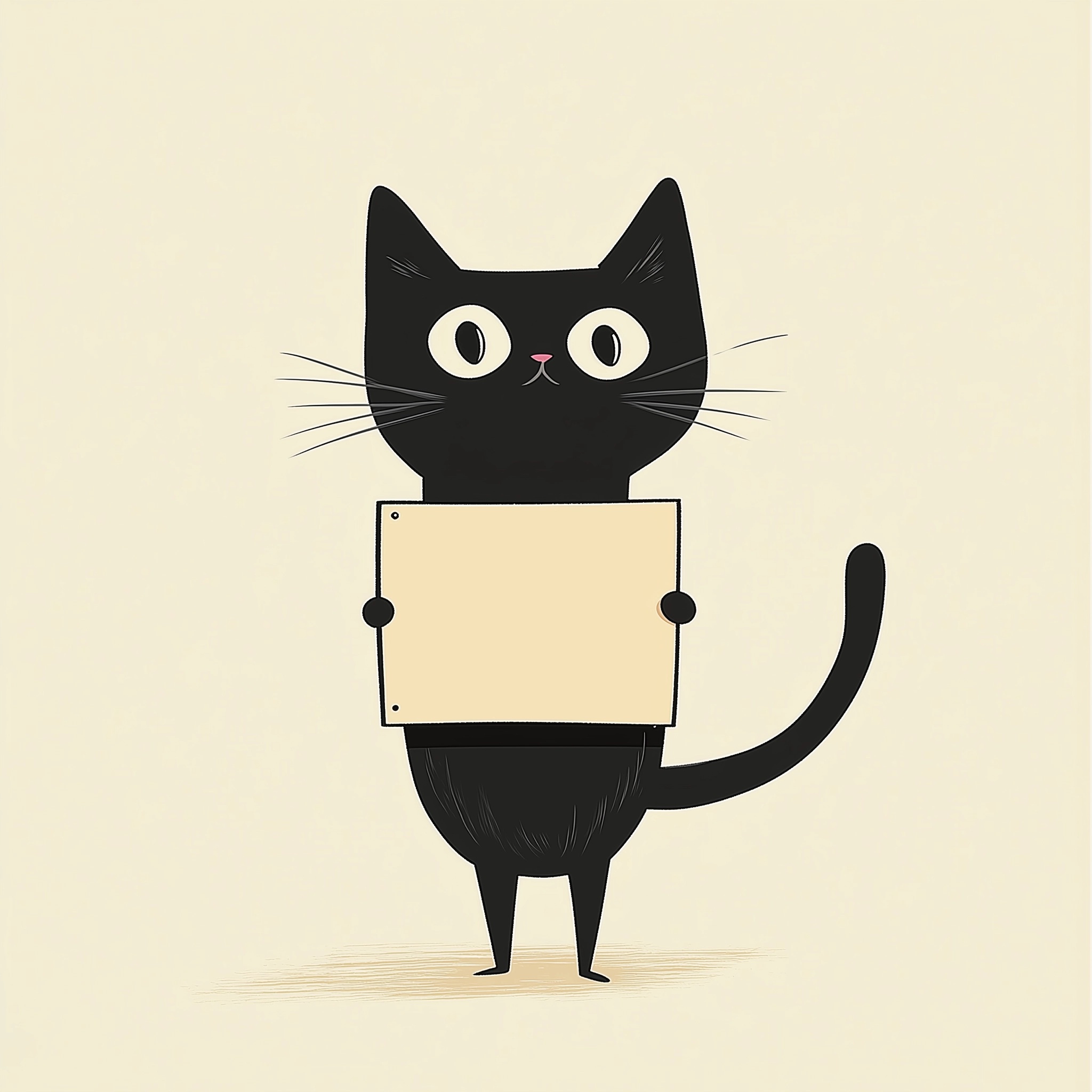 Minimalist Cat Design with Sign for Ads