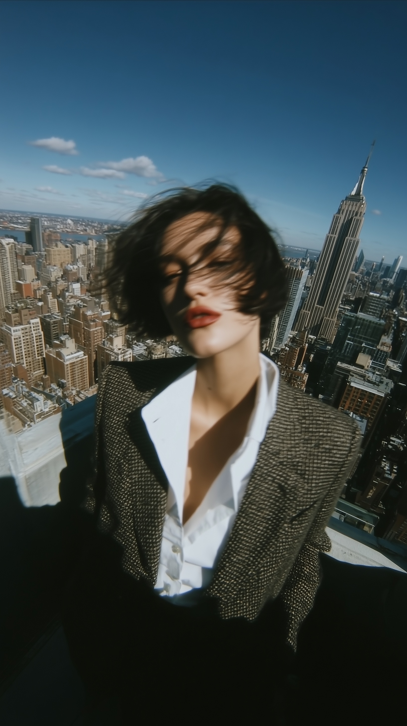 Stunning Rooftop Portrait: 90s Fashion in NYC