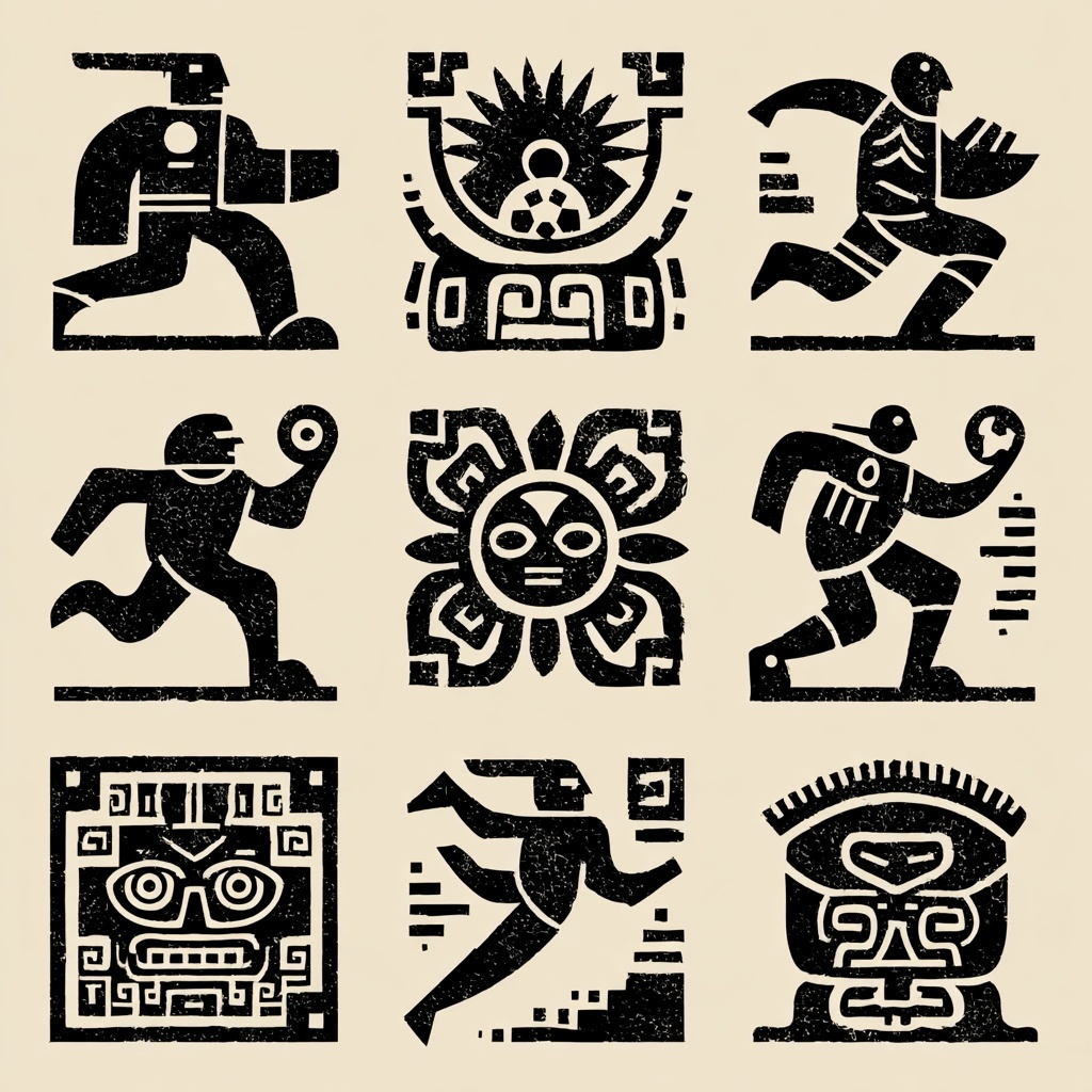 Minimalist Aztec Soccer Icons for Unique Branding