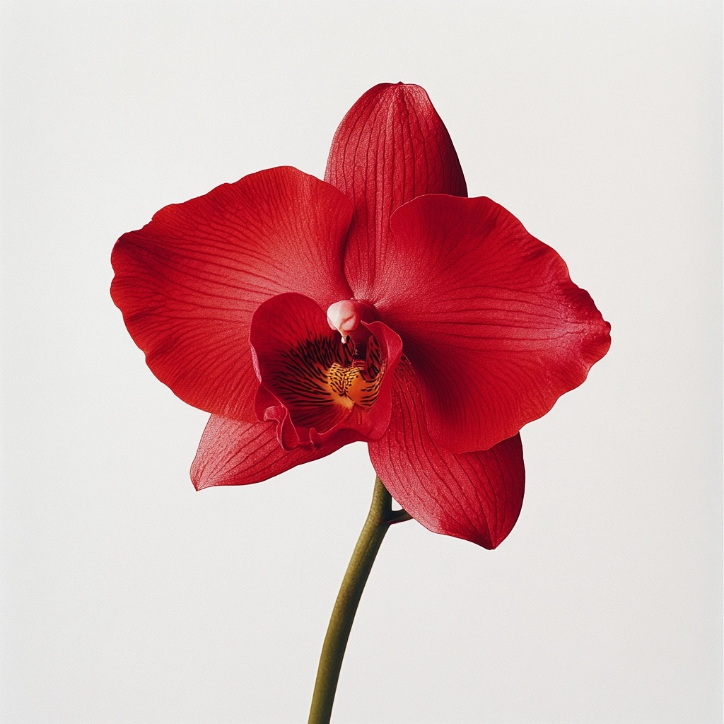 Stunning Red Orchid: Hyper-Realistic Photography