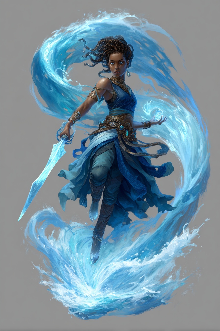 Enchanting Water Genasi Sorcerer Character Art