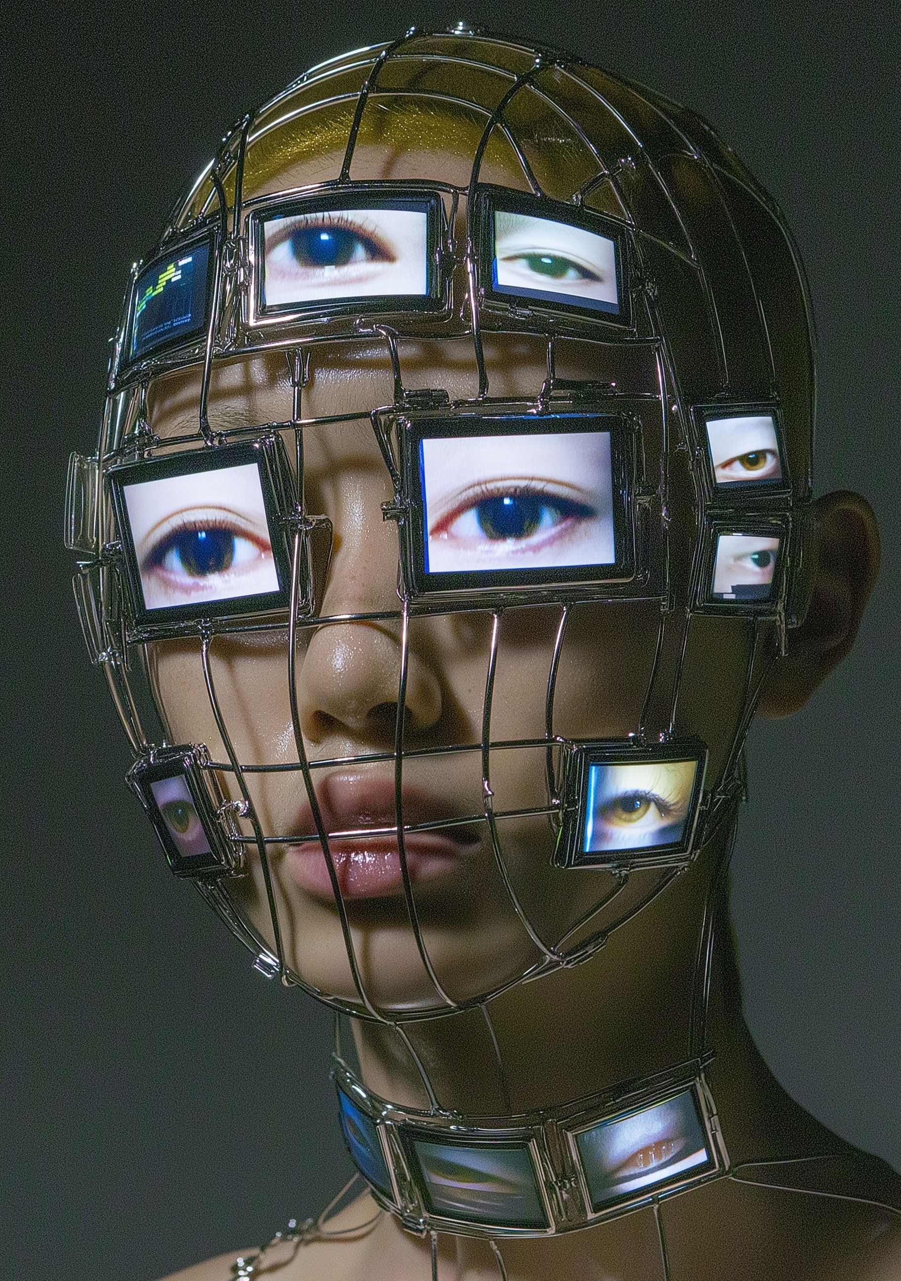Futuristic Wearable Tech: Glitched LCD Human Face